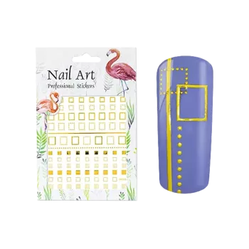 Stickers Nail art - 3D Carrés Dorés - Courrège