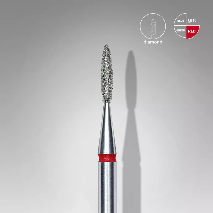 Fraise diamanté flamme rouge, Ø tête 1.6mm, active 8mm - Staleks pro
