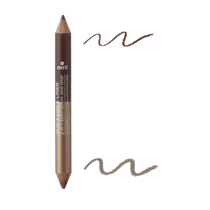 Crayon duo liner certifié bio - Avril - terre brulée/beige dorée - 2gr