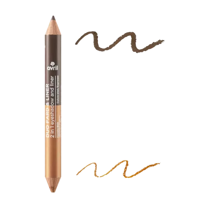 Crayon duo liner certifié bio - Avril - Expresso/cuivré irisé - 2gr