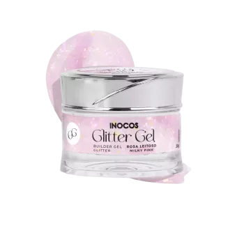 Gel de construction paillette - Inocos - Glitter gel - Rose laiteux - 30gr