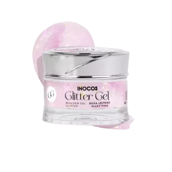 Gel de construction paillette - Inocos - Glitter gel - Rose laiteux - 50gr