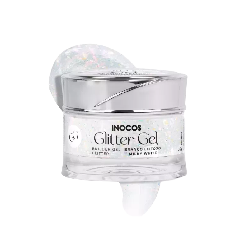 Gel de construction paillette - Inocos - Glitter gel - Blanc laiteux - 30gr