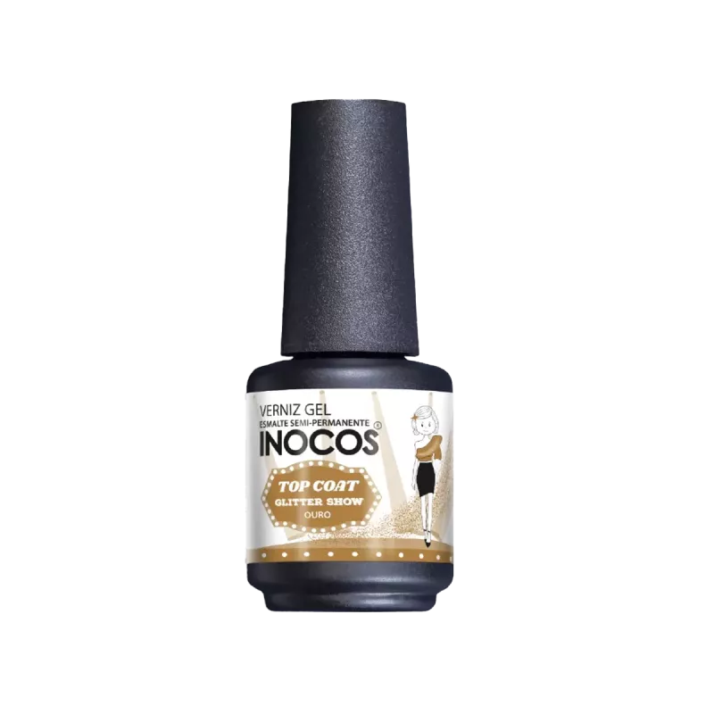 Top coat pailleté doré - Inocos - Glitter show gold - 15ml