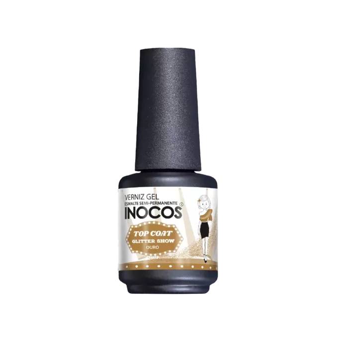 Top coat pailleté doré - Inocos - Glitter show gold - 15ml