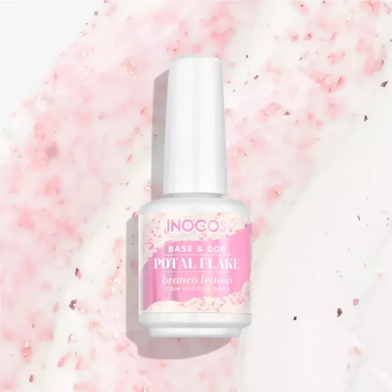 Base pétale - Inocos - Potal flake blanc laiteux avec des flocons rose - 15ml